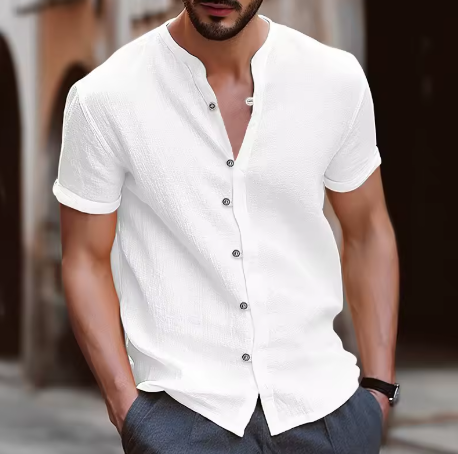 Henry V-Neck Button-Down Shirt
