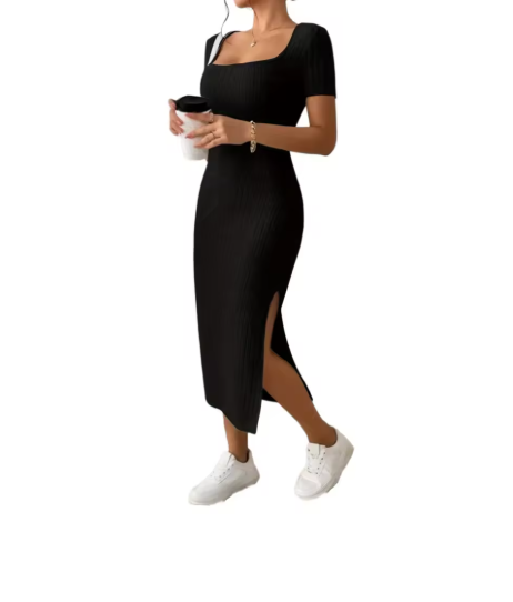 Versatile Knitted Slit Dress
