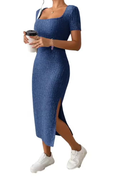 Versatile Knitted Slit Dress