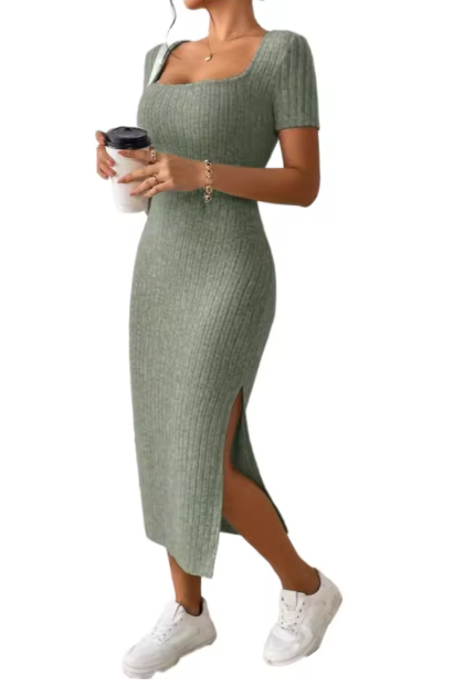 Versatile Knitted Slit Dress