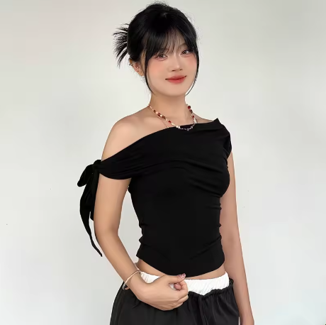 Twist Tie Asymmetrical T-Shirt Casual Top