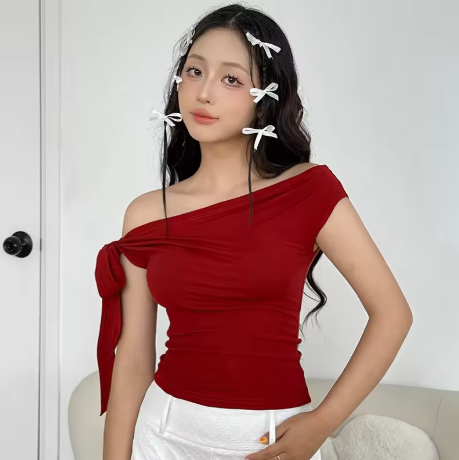 Twist Tie Asymmetrical T-Shirt Casual Top