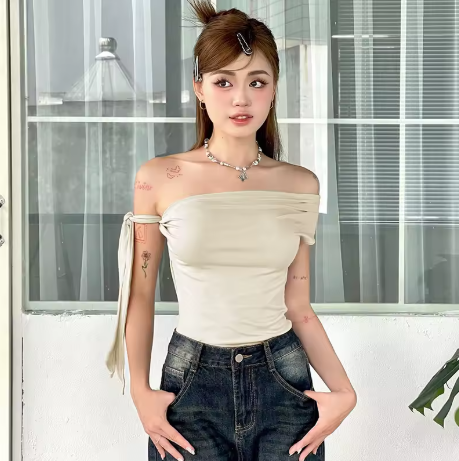 Twist Tie Asymmetrical T-Shirt Casual Top