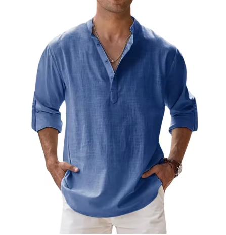 Lightweight Long Sleeve Henley Beach Shirt