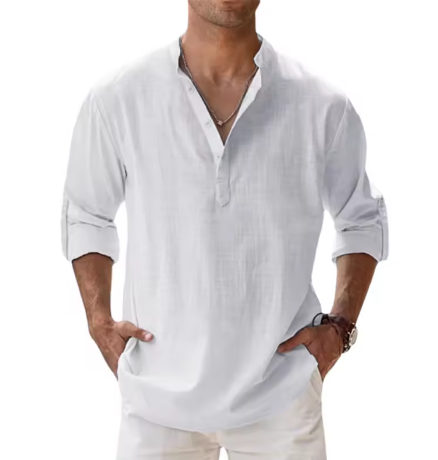 Lightweight Long Sleeve Henley Beach Shirt