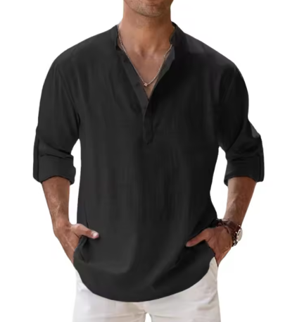 Lightweight Long Sleeve Henley Beach Shirt