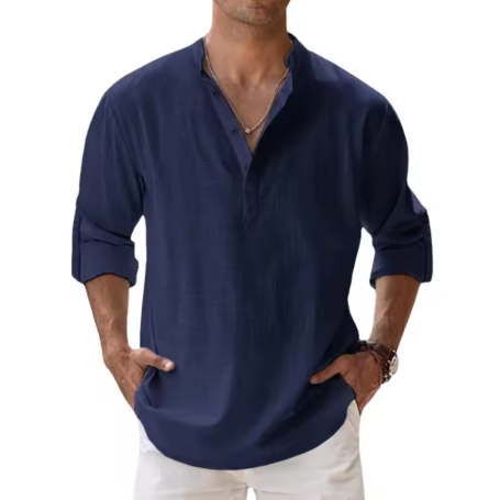 Lightweight Long Sleeve Henley Beach Shirt