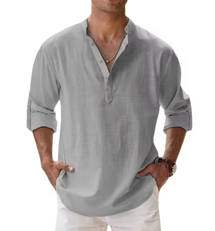 Lightweight Long Sleeve Henley Beach Shirt