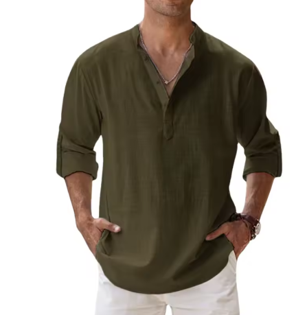 Lightweight Long Sleeve Henley Beach Shirt