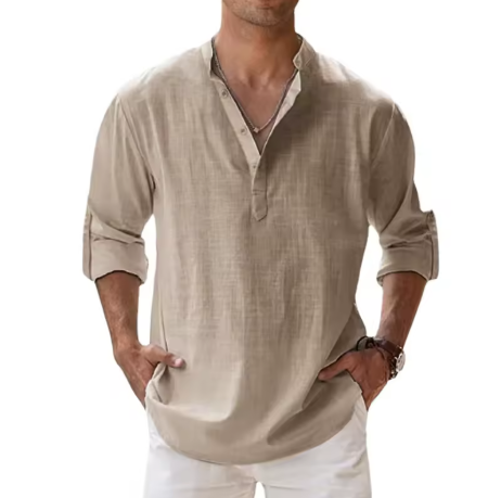 Lightweight Long Sleeve Henley Beach Shirt