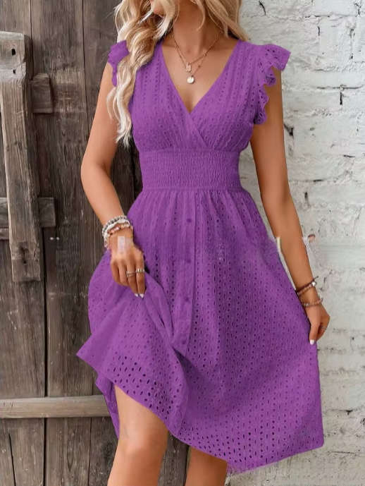 Hollow V-Neck Dress