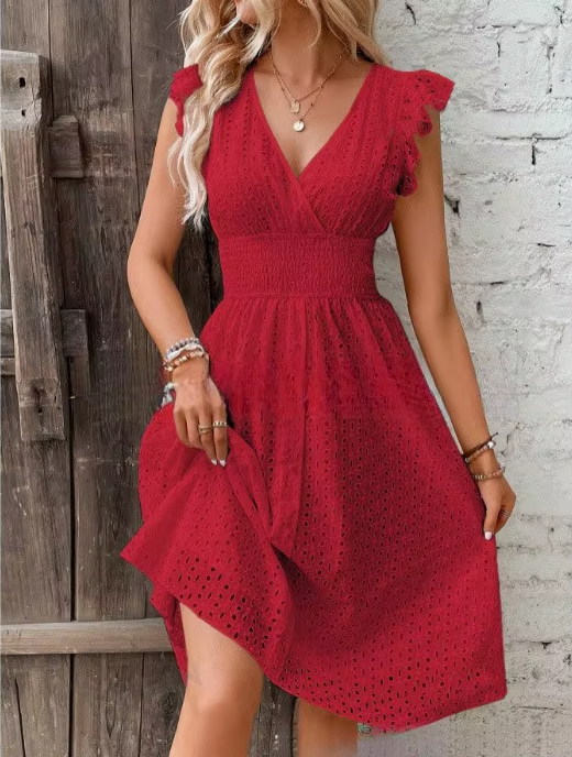 Hollow V-Neck Dress