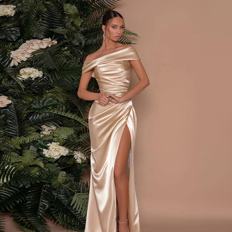 The Peak of Elegance: Satin and Lace Maxi Dress