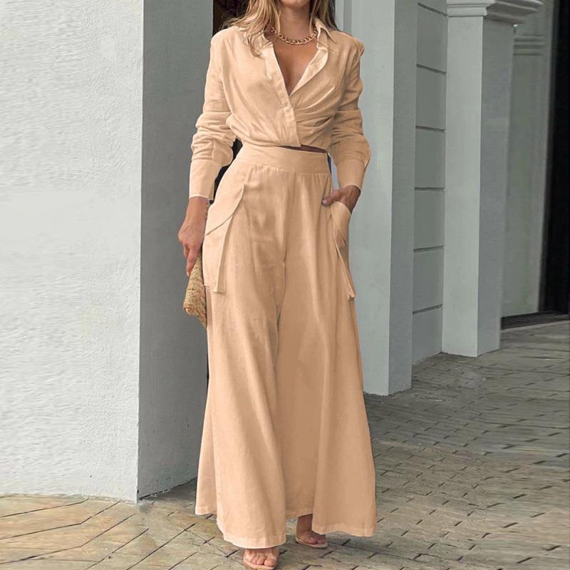 Retro Style Commuter Loose Pocket Fashion Casual Women Set