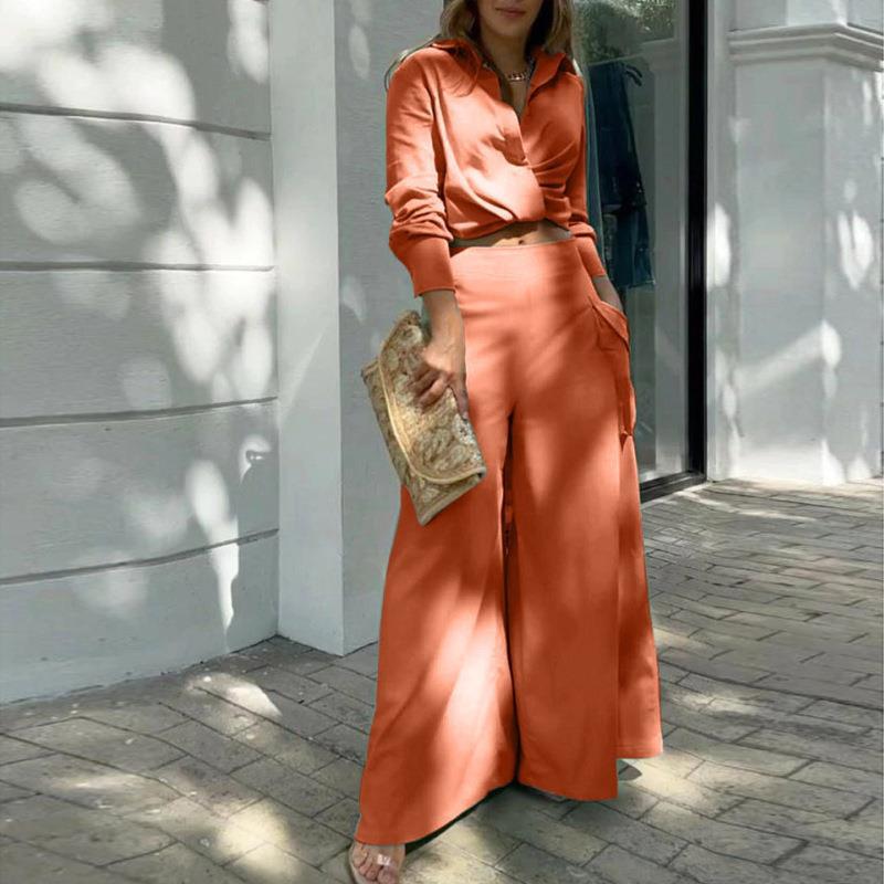 Retro Style Commuter Loose Pocket Fashion Casual Women Set