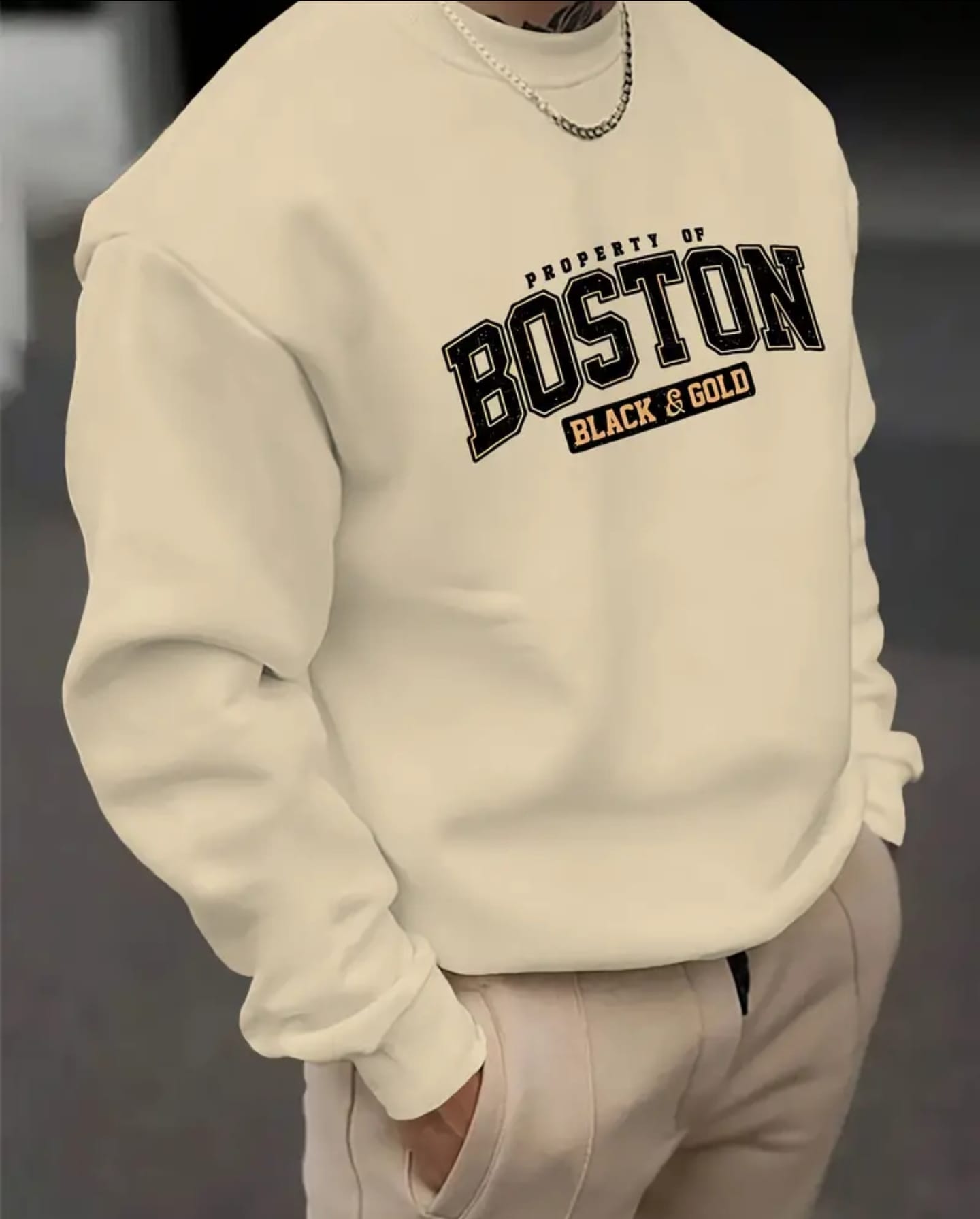 Erkek Modern Grafik Baskılı Sweatshirt